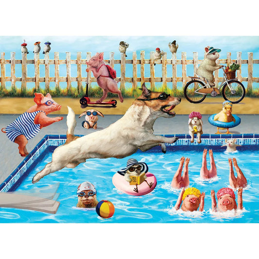 Crazy Pool Day 300 Large Piece 3D Lenticular Jigsaw Puzzle Eurographics - BIG FRENCHIES