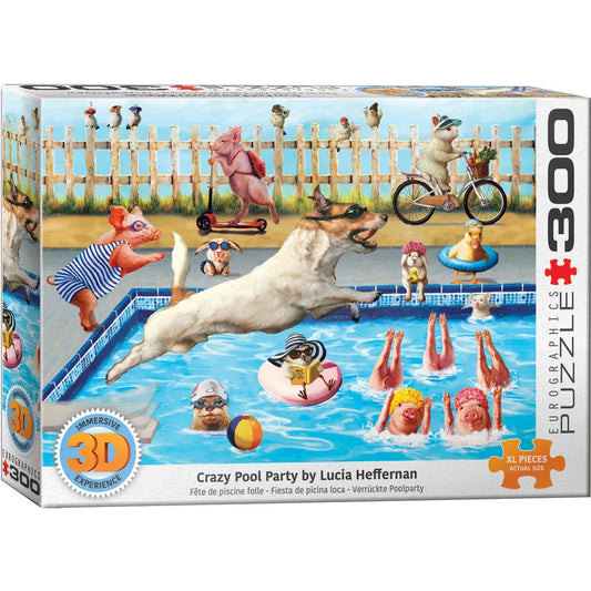 Crazy Pool Day 300 Large Piece 3D Lenticular Jigsaw Puzzle Eurographics - BIG FRENCHIES