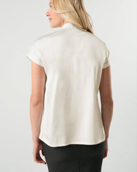 Short Sleeve Satin Maternity Shell Top with Concealed Nursing Zip - BIG FRENCHIES