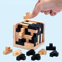 MEACAOFG Creative 3d Wooden Cube Puzzle Ming Luban Interlocking Educational