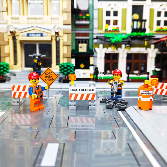 Construction Barrier - Orange & White Striped - Custom Printed Building Set - Made Using LEGO® Parts