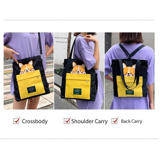 Cute Shiba Inu Tote Bag – Canvas Crossbody Bag for Dog Lovers - BIG FRENCHIES