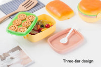 Cute Kawaii Double-Tier Burger Bento Box for Kids, Microwave Safe Fun and Functional Lunchware