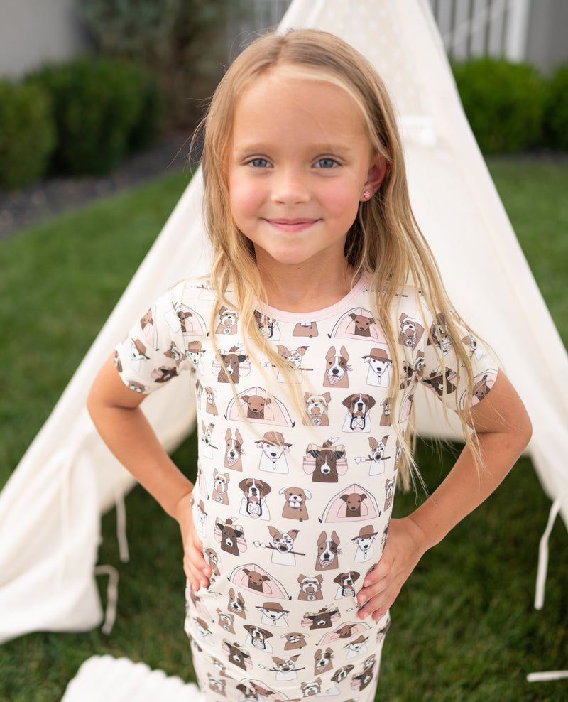 Camp Paws (Short Sleeve PJ) - Pink - BIG FRENCHIES