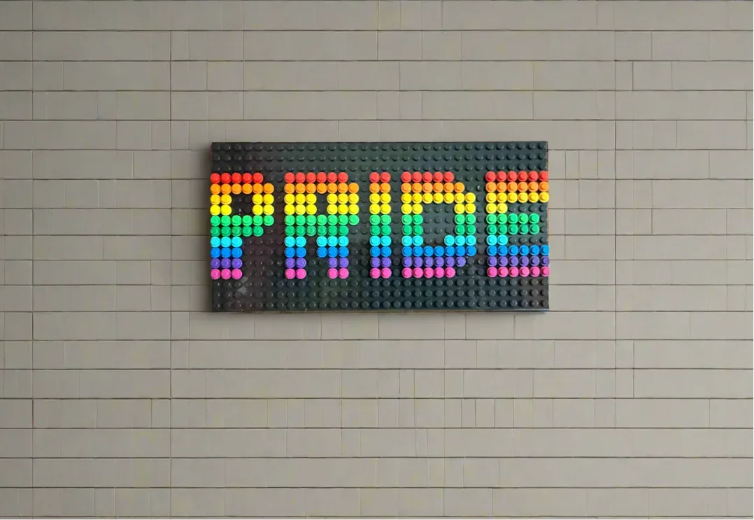 Build-It-Yourself DIY Pride Pixel Art Sign Kit – 32x16 Studs | Rainbow Mosaic on Black Base - BIG FRENCHIES