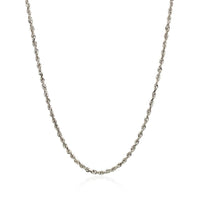 2.0mm 14k White Gold Solid Diamond Cut Rope Chain