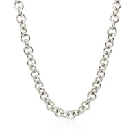 Sterling Silver Rhodium Plated Rolo Chain Necklace with a Heart Toggle Charm