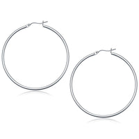 14k White Gold Polished Hoop Earrings (50 mm)