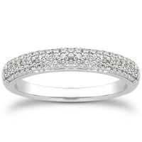 14k White Gold Triple Multi-Row Micro- Pave Diamond Wedding Ring Band