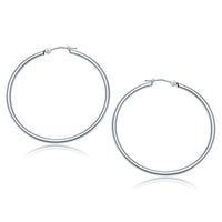 14k White Gold Polished Hoop Earrings (40 mm)