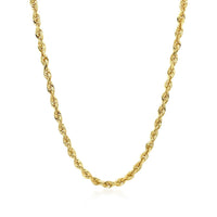 3.0mm 14k Yellow Gold Solid Diamond Cut Rope Chain