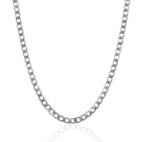 Rhodium Plated 4.7mm Sterling Silver Curb Style Chain
