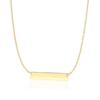 14k Yellow Gold Smooth Flat Horizontal Bar Style Necklace