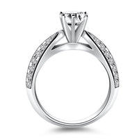 14k White Gold Cathedral Double Row Pave Diamond Engagement Ring