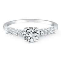 14k White Gold Shared Prong Accent Diamond Engagement Ring