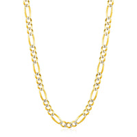 6.0mm 14K Yellow Gold Solid Pave Figaro Chain