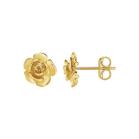 14k Yellow Gold Post Earrings with Roses