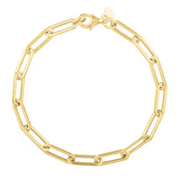 14k Yellow Gold Long Domed Paperclip Chain Bracelet (4.80 mm)