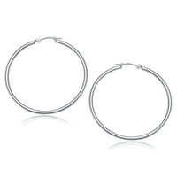 10k White Gold Polished Hoop Earrings (40 mm)