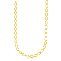 14k Two-Tone Gold Multi-Textured Oval Link Fancy Necklace
