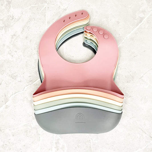 Classic Silicone Bucket Bib · Easy-to-clean · Rose Pink Color