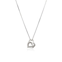 Sterling Silver Dual Heart Motif Pendant with Diamonds (.06 cttw)