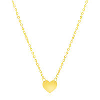 14k Yellow Gold Polished Mini Heart Necklace