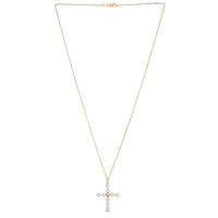 14k Yellow Gold Pearl Cross Pendant