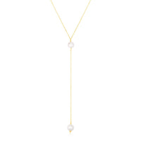 14k Yellow Gold Lariat Necklace with Pearls
