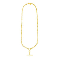 14k Yellow Gold Alternating Oval and Round Chain Necklace with Toggle