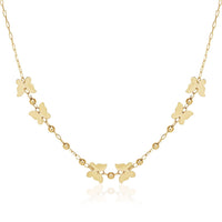 14k Yellow Gold 18 inch Necklace with Polished Butterflies and Beads