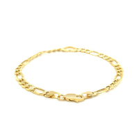 14k Yellow Gold 7 inch Figaro Chain Bracelet with Heart