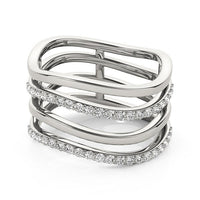 14k White Gold Multiple Band Design Ring with Diamonds (3/8 cttw)