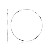 Sterling Silver Large Polished Round Hoop Earrings