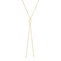 14k Yellow Gold Adjustable Heart Style Lariat Necklace