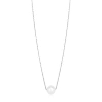 14k White Gold Pearl Solitaire Necklace