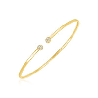 14k Yellow Gold High Polish Diamond Cluster Bangle (2mm)