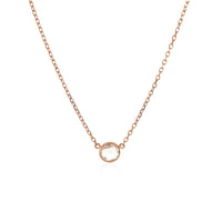 14k Rose Gold 17 inch Necklace with Round White Topaz