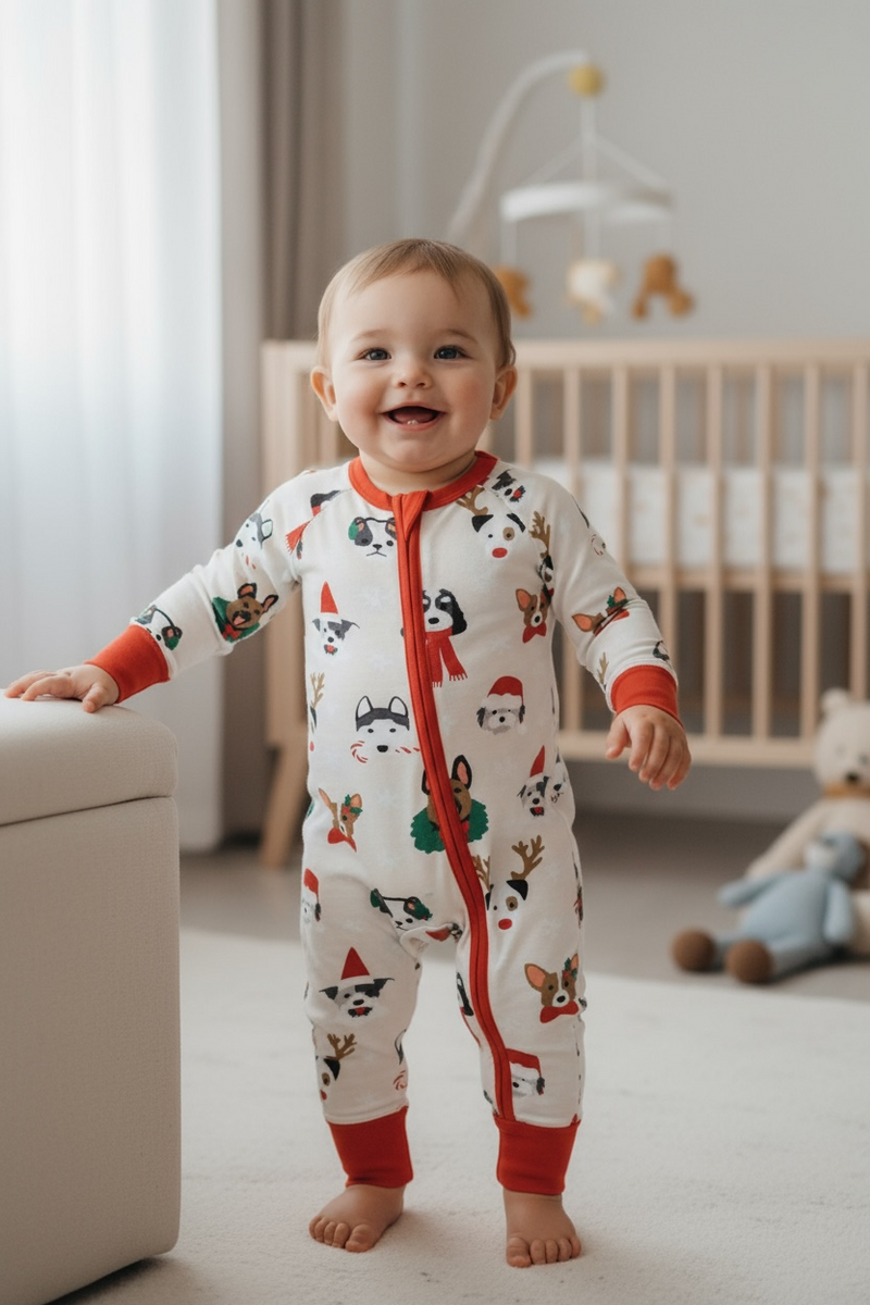 Bark The Halls (Convertible Zip Footies) - BIG FRENCHIES