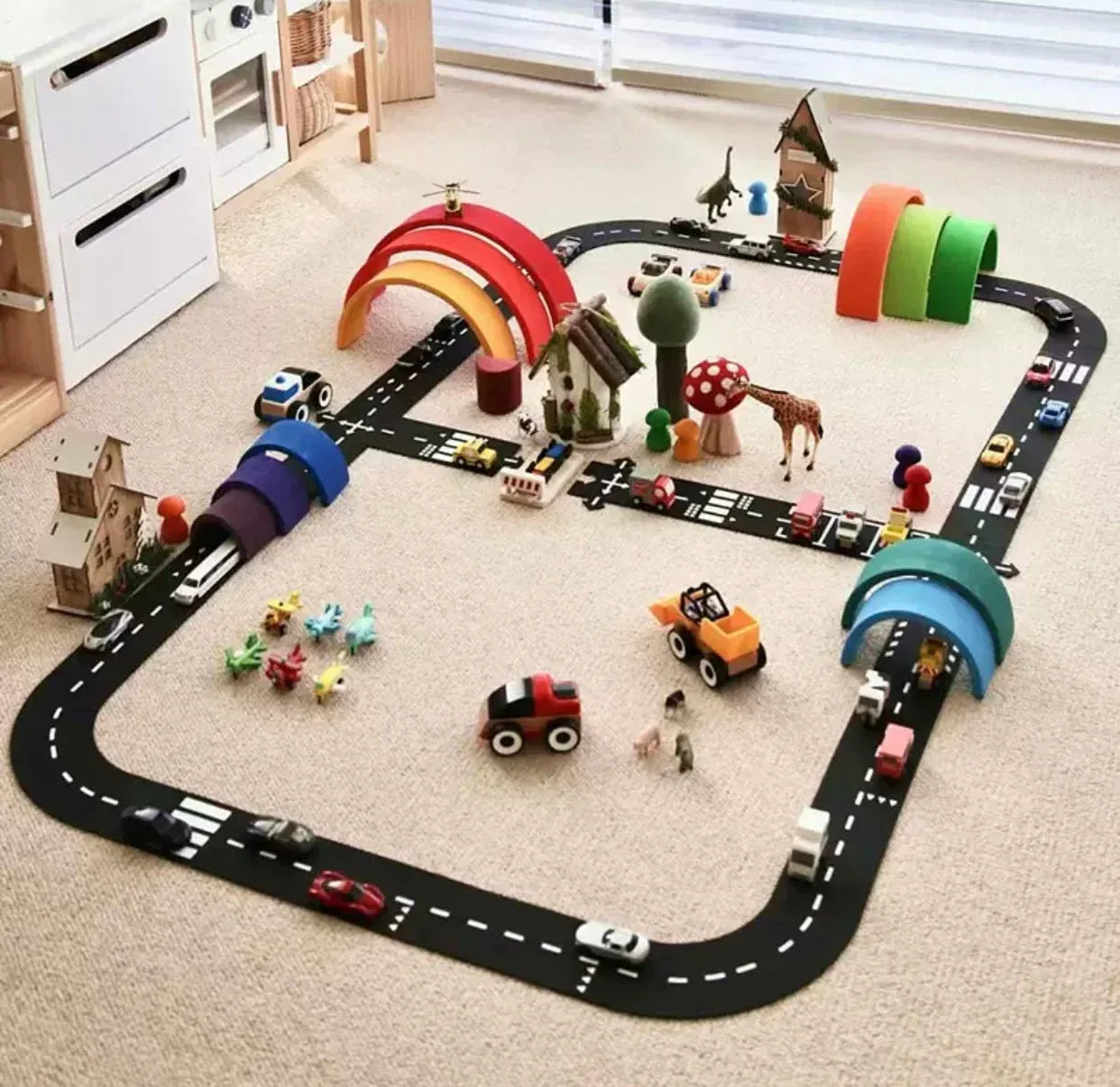 Flexible Rubber Roads Play Set – Open-Ended City & Car Track Play - BIG FRENCHIES