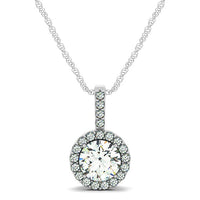 14k White Gold Diamond Halo Round Style Pendant (5/8 cttw)