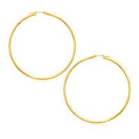 14k Yellow Gold Polished Large Round Hoop Earrings
