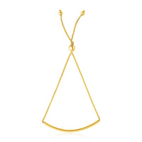 14k Yellow Gold Smooth Curved Bar Lariat Design Bracelet