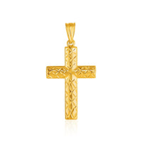14k Yellow Gold Reversible Textured Cross Pendant