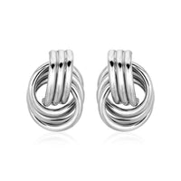Polished Love Knot Earrings with Interlocking Rings in Sterling Silver