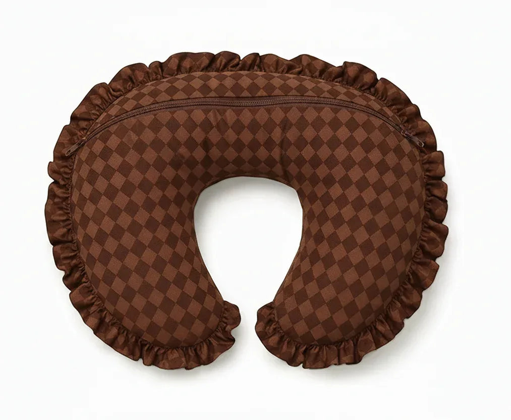 Brown Diamond Ruffle Nursing Pillow Cover - BIG FRENCHIES
