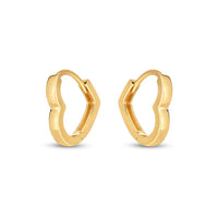 14k Yellow Gold Heart Huggie Hoops