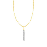 14k Yellow Gold Bar Pendant with Diamonds