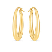 14k Yellow Gold Elongated Oval Hoops