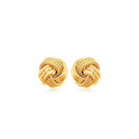 10k Yellow Gold Love Knot with Ridge Texture Earrings